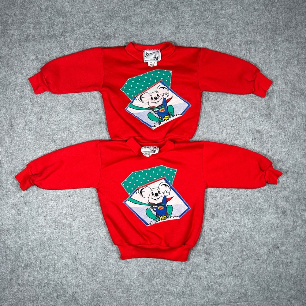 Supermouse Sweatshirt Kids Set Size 1 & 2 Red Vintage Graphic Pullover Australia